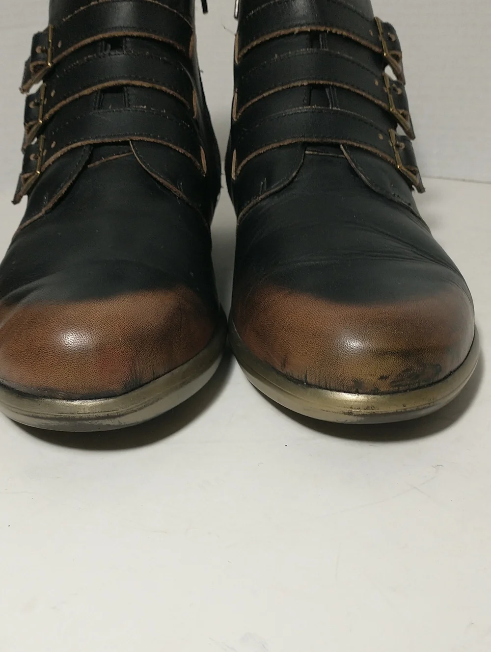Naot Calima Leather Bootie, Black / Brown, Size 41, US Size 10, Zipper Entry